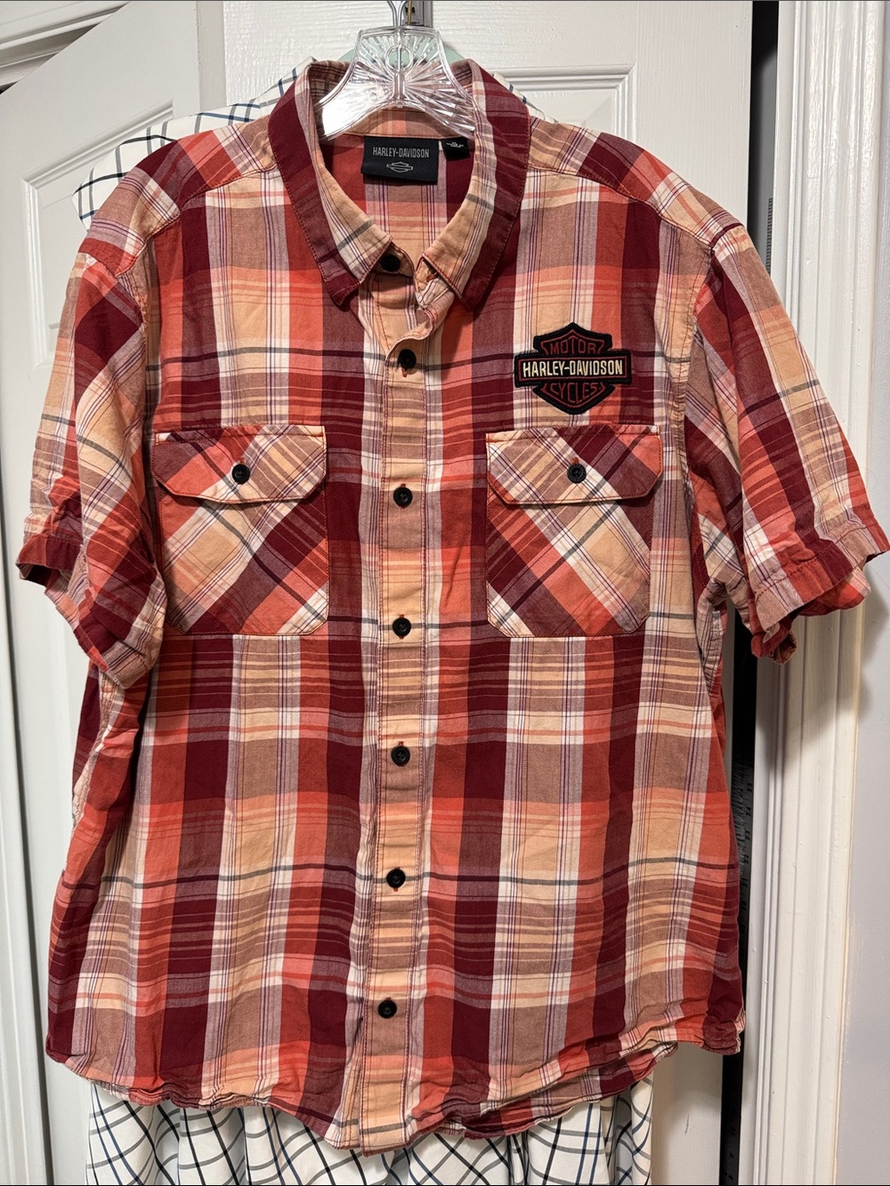 Harley-Davidson Men's Red Plaid Short-Sleeve Shirt size XL